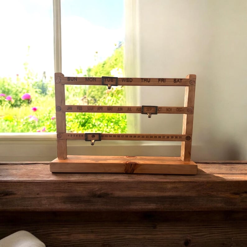 Handcrafted Rustic Wooden Perpetual Calendar