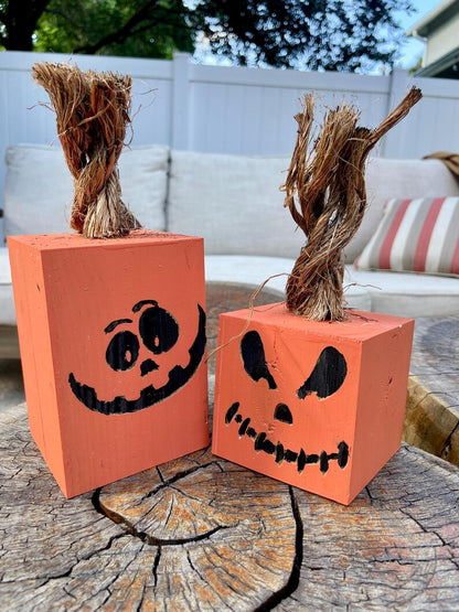 Wicked Wooden Pumpkin Cubes with Jute Rope