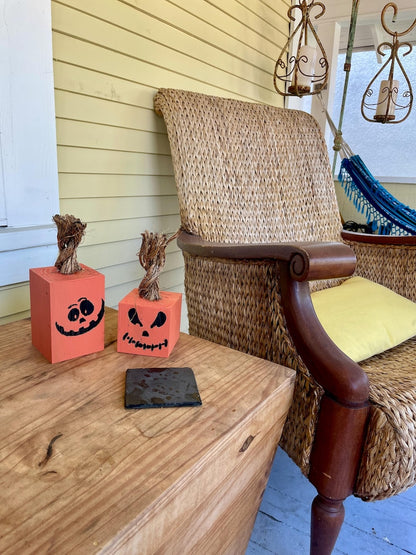 Wicked Wooden Pumpkin Cubes with Jute Rope