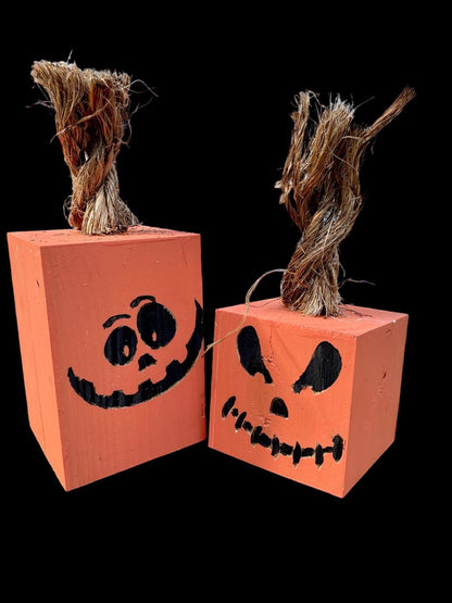 Wicked Wooden Pumpkin Cubes with Jute Rope