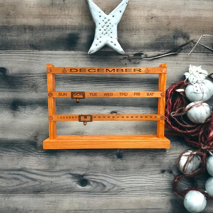 Personalized Rustic Wooden Perpetual December Calendar