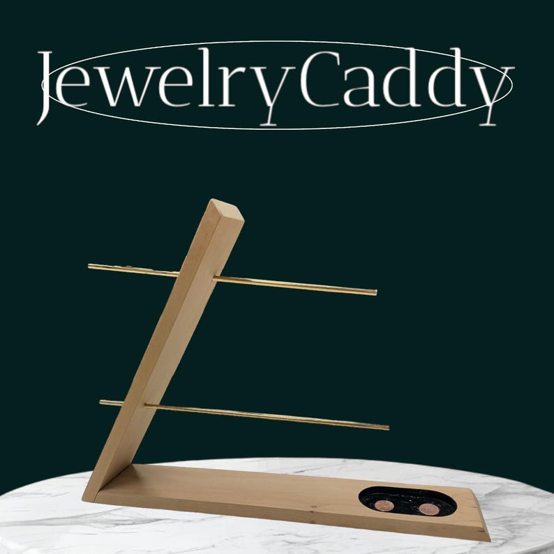 Elegant Hardwood Jewelry Caddy with Brass Accents