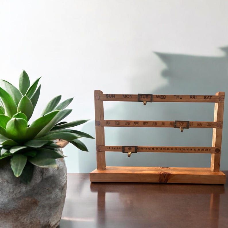 Handcrafted Rustic Wooden Perpetual Calendar