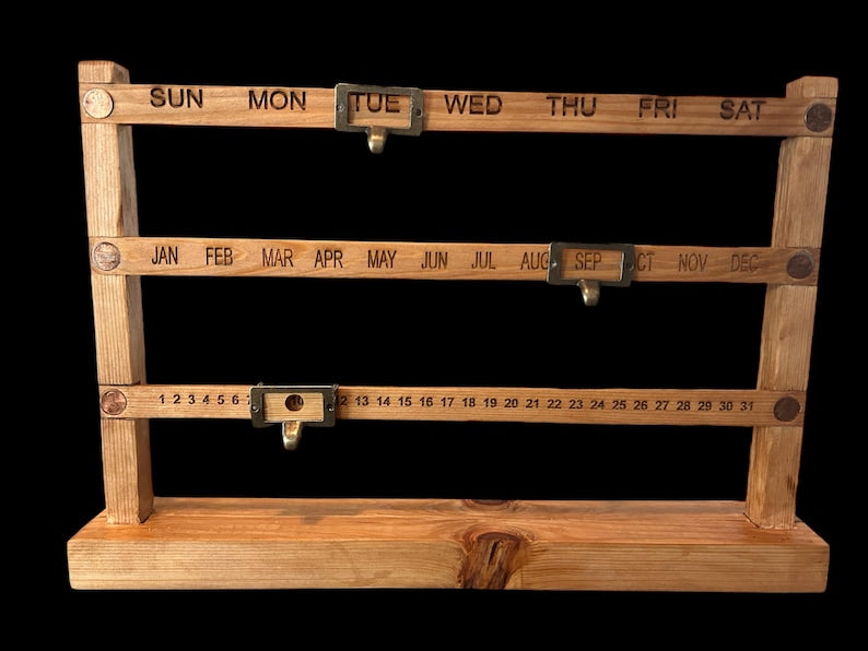 Handcrafted Rustic Wooden Perpetual Calendar