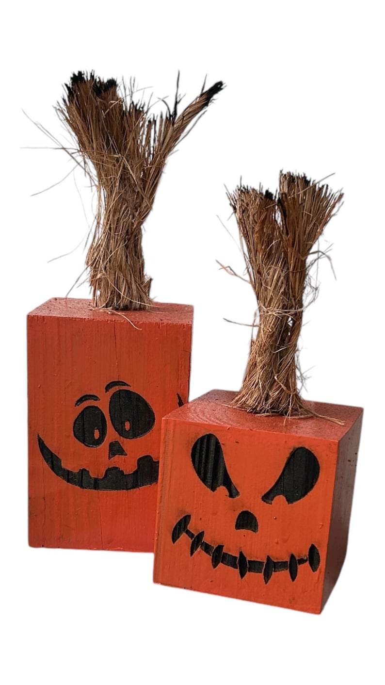 Wicked Wooden Pumpkin Cubes with Jute Rope