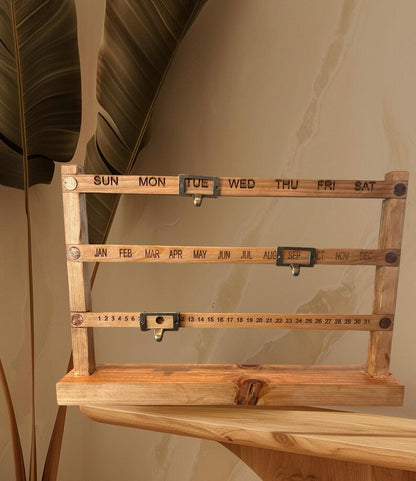 Handcrafted Rustic Wooden Perpetual Calendar